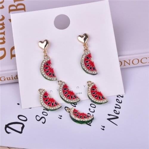 10pcs 3D Watermelon Fruit Enamel Metal Charms Earring Bracelet DIY Jewelry Making