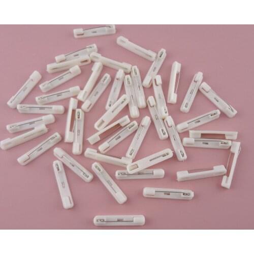 100PCS 3.6cm white plain plastic pin back suitable to brooches badges, 36mm plastic safety pin,Bargarin for Bulk
