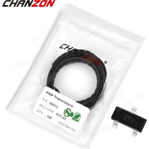 100Pcs S9012 SOT-23 PNP Transistor Bipolar Junction BJT Triode Tube Fets SMD 2T1 Markings -0.5A -25V Integrated Circuits