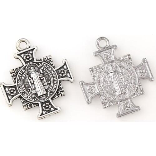 2 Color Medal Of Saint Benedict In Cross Jesus Christian Jewelry Crosses Charms St Benedict Crucifix Pendants For Pendants Neck