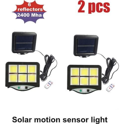 2pcs seperable Garden 120 LED Solar Lamp PIR Motion Sensor Solar Light Waterproof For Outdoor Wall Street Décor lighting remote