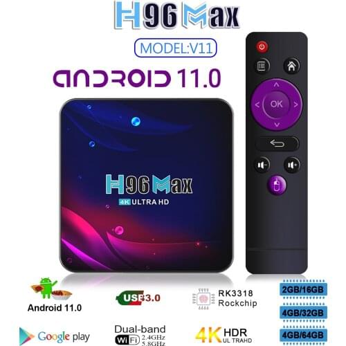 2021 Rockchip H96 Max RK3318 Quad Core 4k HD Smart Android 11.0 Tv Box H96max V11 chip ott stb 4K Media Player