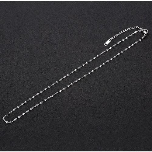 5Pcs/Lot 316L Stainless Steel 1.8mm Width Water Wave Chain Necklaces 45+5cm Length Adjustable Rolo Chain for DIY Jewelry Making