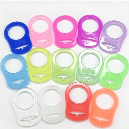 50pcs Mix 14 Colors Clear Food Grade BPA Free Silicone Baby MAM Pacifier Chain Ring NUK Dummy Ring Attache Sucette MAM Adapter