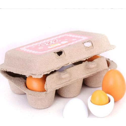 6PCS Simulation Wooden Eggs Yolk Pretend Play Kitchen Food Cooking Kids Children Play House Toy Protuct Montessori Toys Gifts