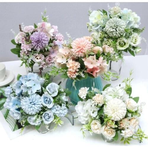 7 Heads Hydrangea Flowers Artificial Rose Flower For Wedding Party Home Decoration DIY Accessories Fake Flowers Craft