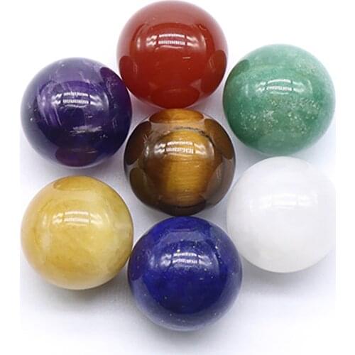 7pcs Chakra Stones Set Natural Reiki Healing Crystal Stone 16mm Jade Crystal Agate Ball Set