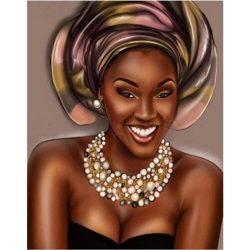 Diamond Embroidery Hot selling home art African black woman jewelry Diy Diamond Painting Cross Stitch Mosaic Sticker A552