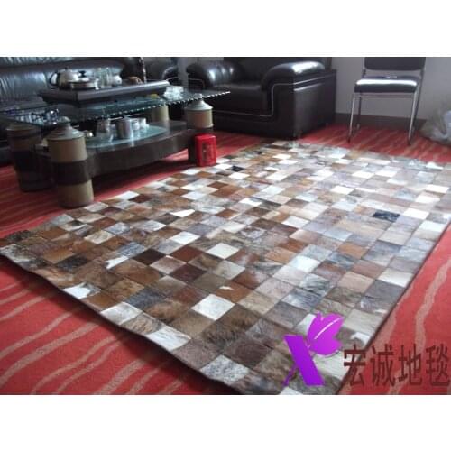 Free shipping 1 piece 100% natural handmade cow leather used hotel carpet