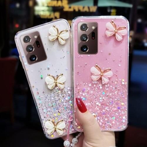 Bling Glitter Case For Xiaomi Redmi Note 10 Pro 10s Mi 10T Pro POCO X3 NFC F3 Redmi 9 9A Shockproof Strap Lanyard Silicone Cover