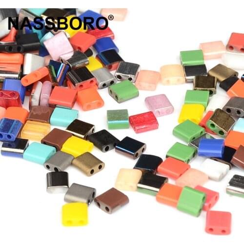 2 Holes 5x5x2MM Czech Glass Beads for Jewelry Making Loose Spacer Square SeedBeads Charm Bracelets Necklace Diy Accessories