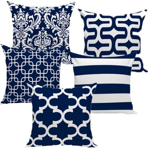 Nordic Geometric Cushion Cover Supersoft Velvet Pillow Cover Navy Chevron Home Decor Pillows Decorative Pillow Case 45X45CM