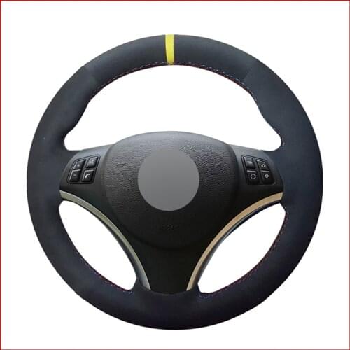 Black Suede Hand Sew Comfortable Soft Steering Wheel Cover for BMW E90 E91 E92 E93 E87 E81 E82 E88 X1 E84 Accessories