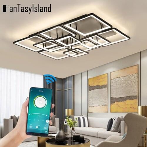 Modern Led Ceiling Light Living Room Bedroom 220v Black Ceiling Lighting With Remote Control Dimmable Lustre Light Fixtures