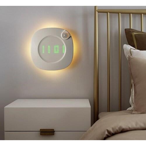 Home Living Room Decor Sensor LED Wall Clock Digital Time Night light Gravity Sensor Wall lamp Bedroom Watch Home Decoration