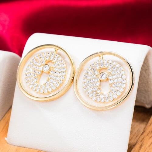 GODKI Hiphop Circle Full Micro Cubic Zirconia CZ Engagement Wedding Party Nightclub Statment Earring