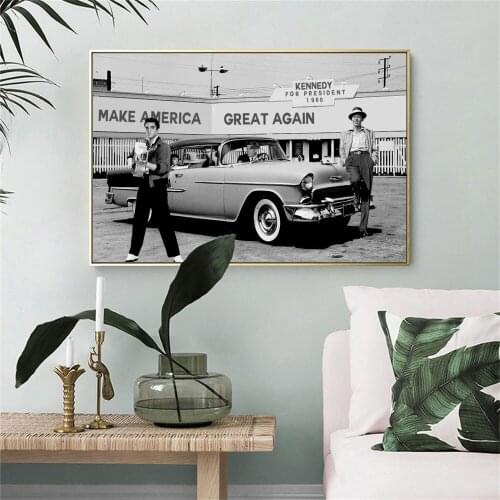 Black and White Photos Wall Poster Canvas Prints Painting Make America Great Again Stars Picture Cuadros Decor for Living Room