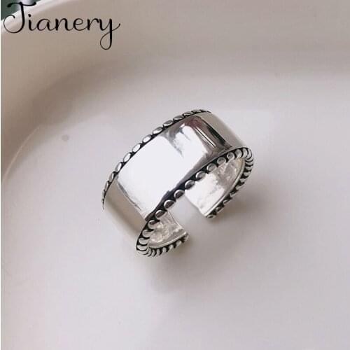 JIANERY Romantic Silver Color Smooth Rings For Women Bohemian Vintage Jewelry Adjustable Size Finger Rings