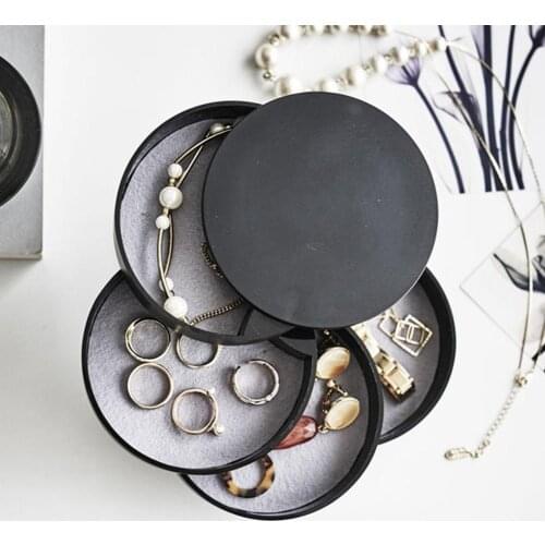 4 Layers Rotating Round Plastic Storage Box Cosmetic Storage Box Earrings Rings Holder Makeup Organizers Holder Jewelry Storage