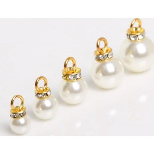Hot Sale 10pcs/lot Round ABS Imatation Pearl Charm Pendant for Earring Bracelet Choker Necklace Jewelry For DIY Making