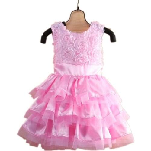 Fashion Baby Girl Summer Dress Flower Pink Newborn Clothes Jumpers Hairband 2Pcs Suit Girls Blouses Ball Gown Tutu Dresses Soft