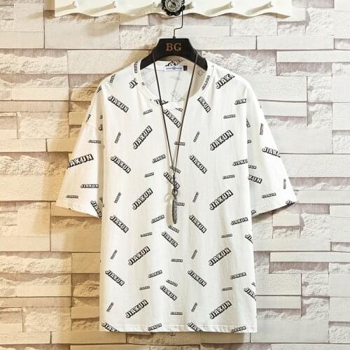 Short Sleeve T Shirt MenS 2021 Summer White Black Print Tshirt Top Tees HIP HOP PUNK ROCK Fashion Clothes Plus Size 4XL 5XL