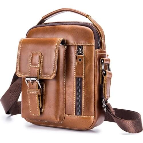 Mens Genuine Leather Messenger Shoulder Bags Multifunctional Wallet Casual Flap Bag Zipper Design 2020 Male Crossbody Bag