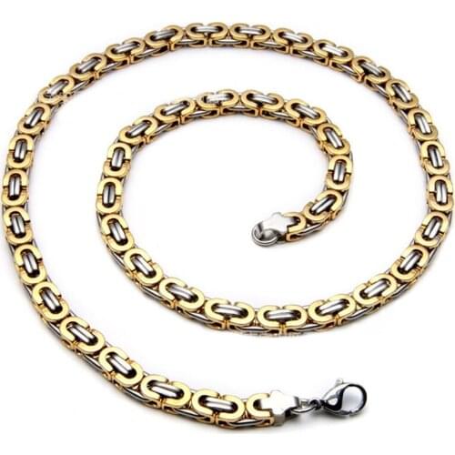 Flat Chain Necklace Mens Stainless Steel Fashion Gold Chains Necklaces Hip Hop Jewelry on The Neck Gifts for Male Accessories