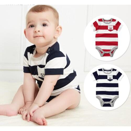 New born baby clothes bodysuit spring and autumn striped design cotton short-sleeved infant clothing soft sleepwear twins
