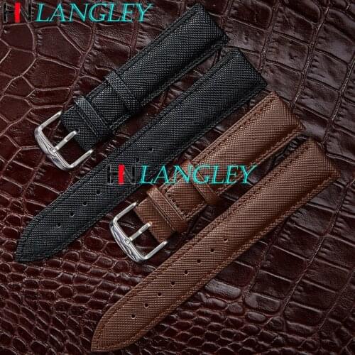 Wholesale Leather Watch Band Belt Pin Buckle Layer Calfskin Strap Cross Pattern Spot 12/14/16/18/20/22/24 mm Size Watch Strap