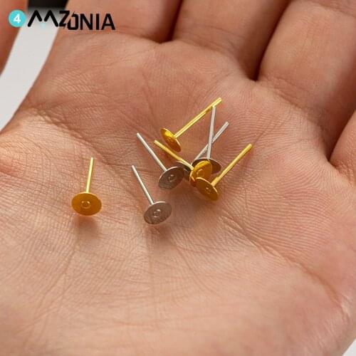 100pcs/lot 4/5/6/8/10/12mm Earring Base Cabochon Cameo Settings Supplies For Jewelry Making DIY Ear Earring Findings