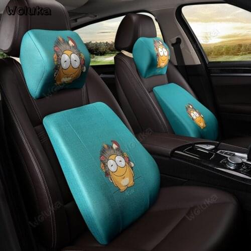 Car Auto Seat Support with Neck Pillow Headrest Memory Foam Cartoon Seat Back Lumbar Support Waist Pad CD50 Q01