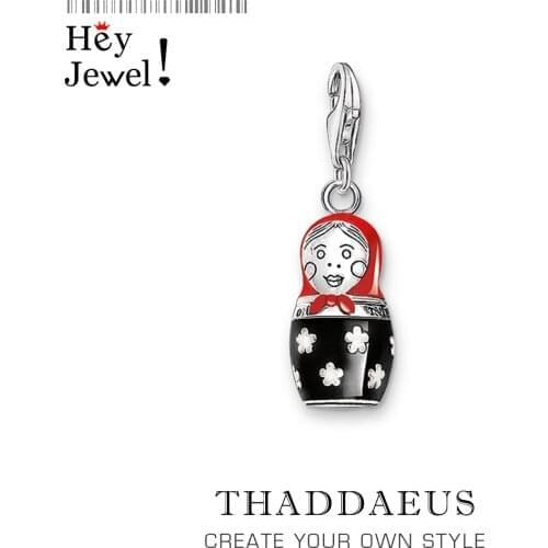 Russian Doll Matroschka Charms Fit Bracelet, European Bijoux Handmade 925 Sterling Silver Jewelry for Ladies & Men Europe Gift