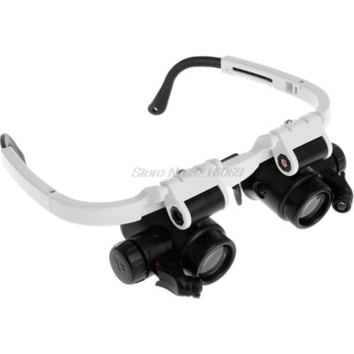 Headband Glasses Magnifier Magnifying Glass With LED Lights 8X 15X 23X Illuminated Magnifier Loupe Watch Repair Lamp Dropship