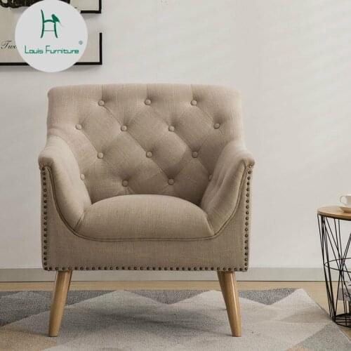 Louis Fashion Simple American Single Sofa Living Room Bedroom Coffee Shop Leisure Chair Modern European Fabric