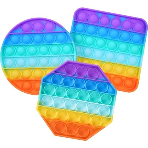 Bubble Sensory Rainbow Silicone Push Pop Restore Emotions Anti-Anxiety Fidget Toy New Style 2021