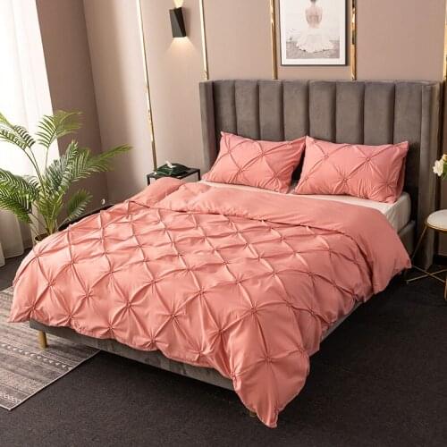 Luxury Classic Pure Color Comforter Pink Bedding Set Elegant Fashion Modern Hotel King Queen Twin Size Bed Linen Duvet Cover Set