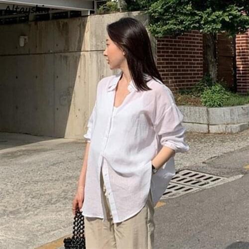 Shirts Women Casual Loose Soft Summer Solid Minimalist 3 Colors Sun-proof All-match Harajuku Basic Clothing New Popular Retro