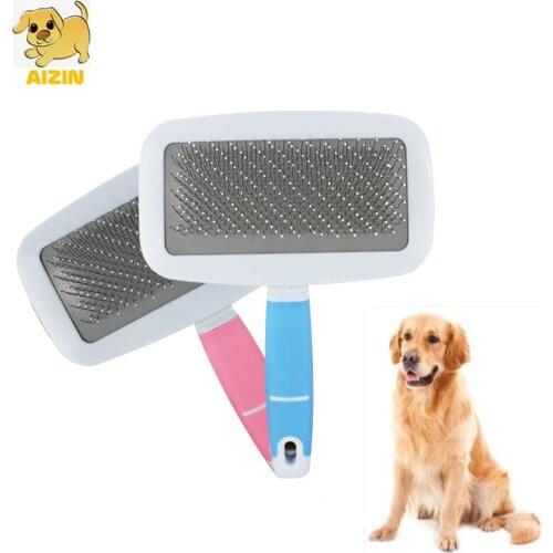 Dog Grooming Comb Brush Stainless Steel For Pets Hair Removal Cleaning Large Dog Cat Use Combs Tool Soft Handle Pet Supplier