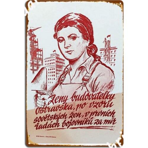Soviet-Era Czech Woman Metal Signs Cinema Living Room Cinema Designing Plates Tin sign Posters