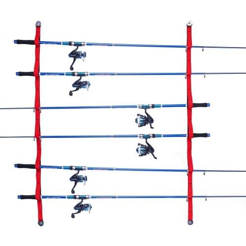 Fishing Rod Rack Holder Horizontal 6-Rod Fishing Pole Storage Wall Mount Display Overhead Holder Horizontal Pole