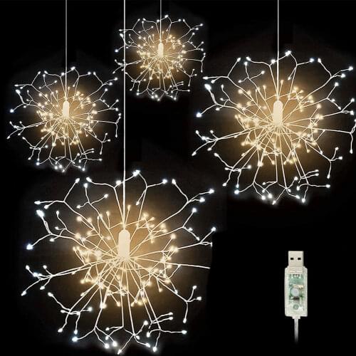 4pcs Christmas Firework Lamp LED String Light Dandelion Light Decoration Remote Control Garden Lights Christmas Decoration