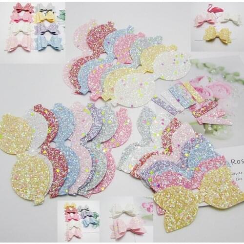 1 Sets Luminous Sequin Bow Ball Padded Appliques For clothes DIY Baby hair Clip headwear Decor Ornament Accessories