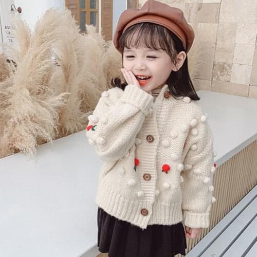 Girls Sweater Babys Coat Outwear 2021 Beauty Thicken Warm Winter Autumn Knitting Cardigan Jacket Long Sleeve Childrens Clothin