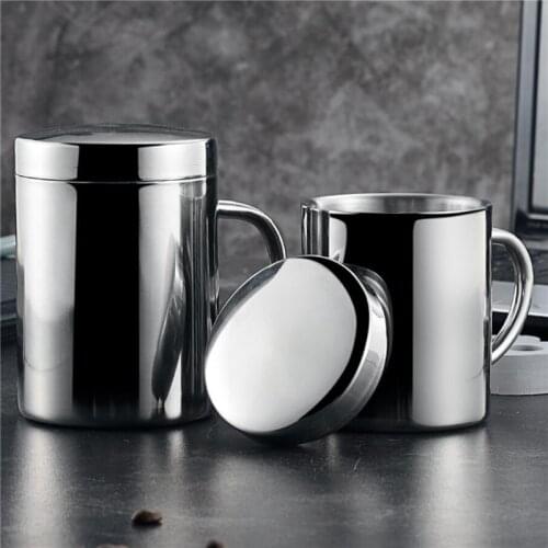 Large Capacity Milk Vacuum Flask Kitchen Stainless Steel Cup With Lid Bar Easy To Grasp Double Wall Drinking Office Cup