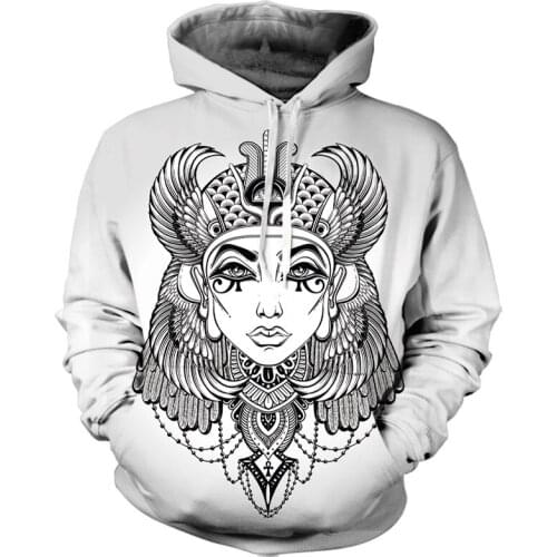 REAL American SIZE High Quality Ancient Cleopatra Line Art Sublimation Printing Plus Size Hoodies