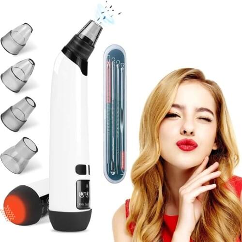 Blackhead Remover Vacuum Pore Cleaner Removal with Hot Compress Facial Deep Cleaning Whitehead Pimple Blemish Acne Extractor Kit
