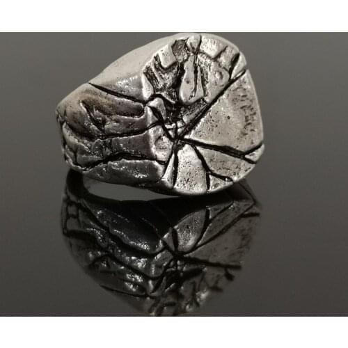 Vintage Personality Design Alloy Crack Men Square Ring Classic Punk Rock Party Jewelry
