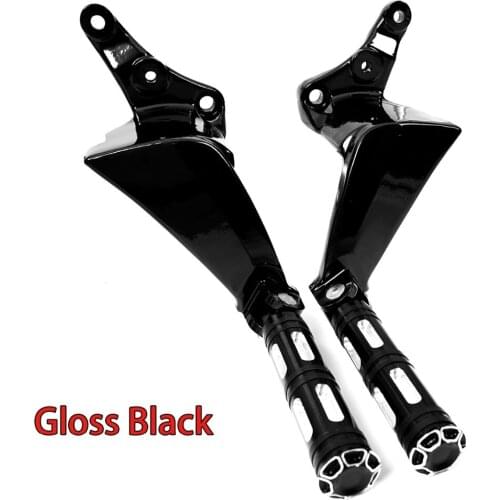 Rear Gloss Black Passenger Bracket With Shallow Cut Footpegs For Victory Boardwalk Judge Vegas Highball 2003-2013 Models