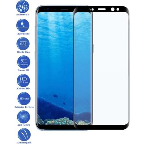 LCD cover screen protector Tempered Glass Curved 3D for Samsung Galaxy S8 Black